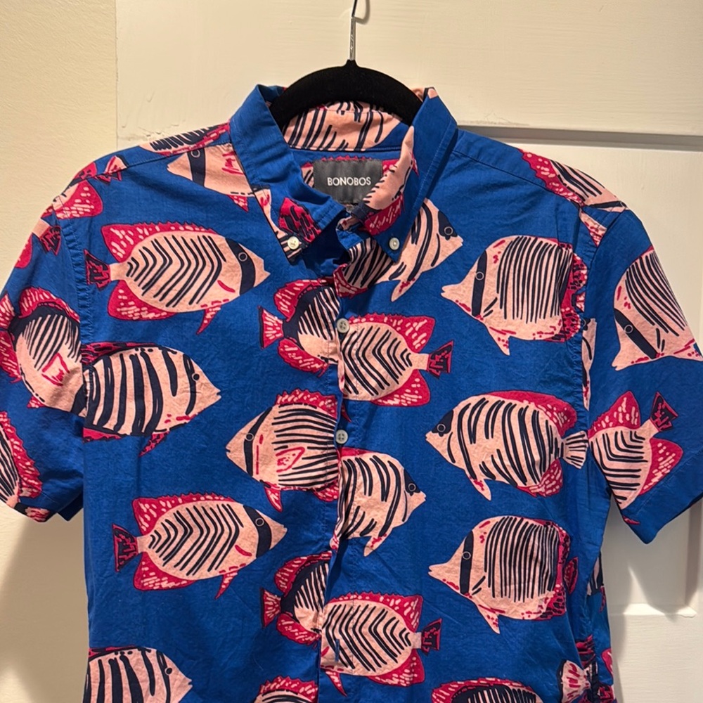 Bonobos Men's Blue Fish Print Shirt